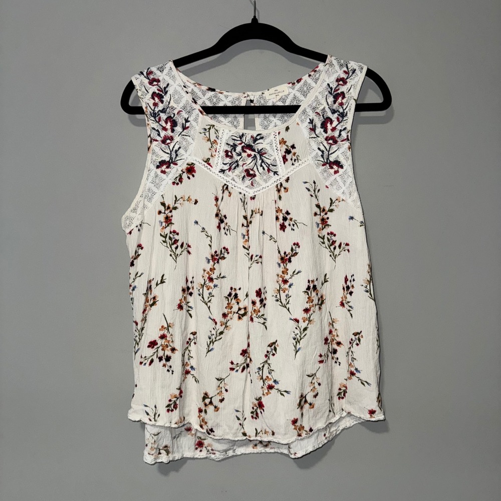 Mason & Belle‎ Floral Lace Blouse White Long Sleeve V-Neck Boho Top XXL